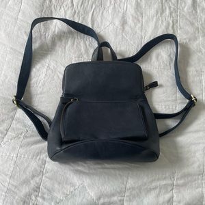 Navy blue backpack purse vegan leather